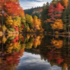 Scenic with of a pond in autumn