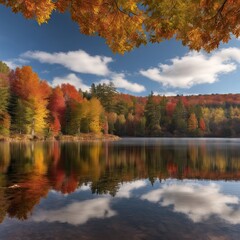 Scenic with of a pond in autumn