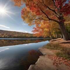 Scenic with of a pond in autumn