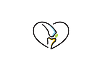 love with knee bone logo design, health care symbol icon template