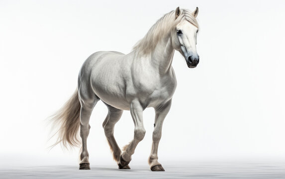 Andalusian horse isolated on white background , white horse
