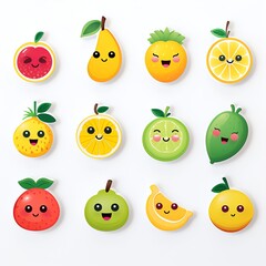 different beautiful childrens fruits stickers 3d