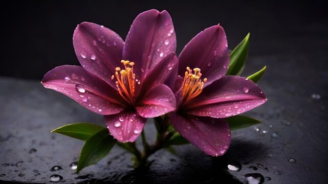 Beautiful Flowers with water-drops in the petals, Beautiful nature creations, High resolution AI generated image