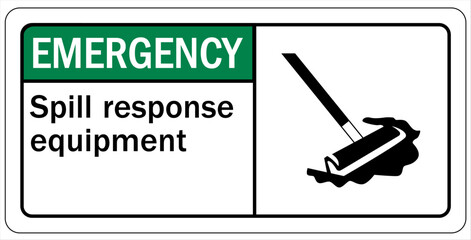Spill clean up sign and labels spill response equipment