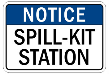 Spill clean up sign and labels spill kit station