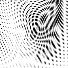 Black and white halftone texture in the form of a wave