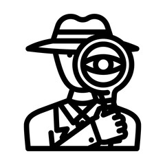 detective search magnifying glass line icon vector. detective search magnifying glass sign. isolated contour symbol black illustration