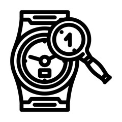 clock search magnifying glass line icon vector. clock search magnifying glass sign. isolated contour symbol black illustration