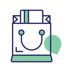 Shopping Bag with online payment. Pay by credit card electronic wallet wirelessly