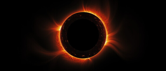 Illustration of a Solar Eclipse created with Generative AI technology - obrazy, fototapety, plakaty
