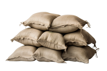 Sandbags, transparent background, isolated image, generative AI