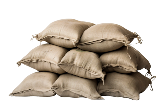 Sandbags, transparent background, isolated image, generative AI