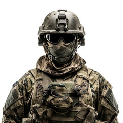 Soldier, male mannequin, transparent background, isolated image, generative AI