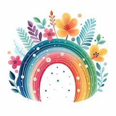 Bunter Regenbogen mit Blumen, made by AI