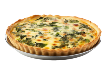 Spinach Quiche, transparent background, isolated image, generative AI