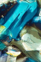 Abstract micrograph of methionine crystals that resemble chunks of ice.