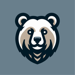 Bear head modern face logo icon. Wild bear emblem label icon