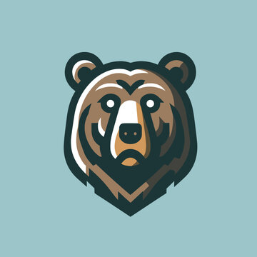 Bear head modern face logo icon. Wild bear emblem label icon