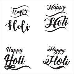 Happy Holi Typography, Calligraphy Vector Set of lettering of Happy Holi on white background