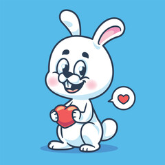 Cartoon cute rabbit holding love sign