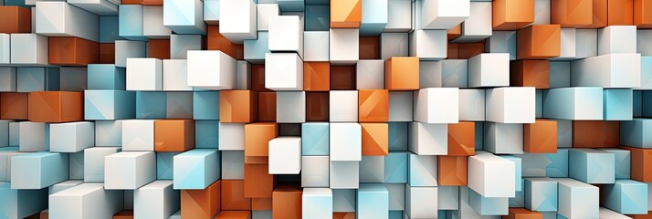 3d geometric background with orange, brown, and orange cubes, generative AI