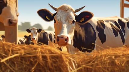 a cow standing in a field - obrazy, fototapety, plakaty