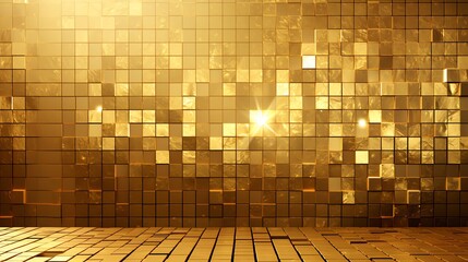 a wall of gold squares