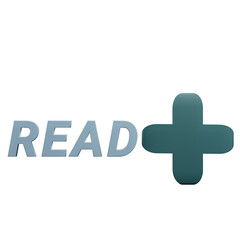 3 D illustration of read more icon 