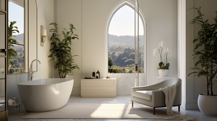 Fototapeta premium Install a large mirror to visually expand the space and reflect natural light