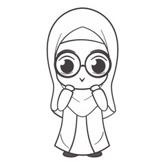 cute coloring of kids girls with hijabs muslim
