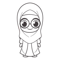 cute coloring of kids girls with hijabs child