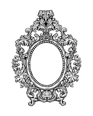 Vintage Frame Gentle Strokes Black Line Drawing Vector 