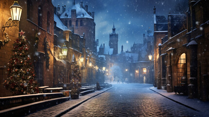 Fototapeta na wymiar Old town of Krakow on a cold winter