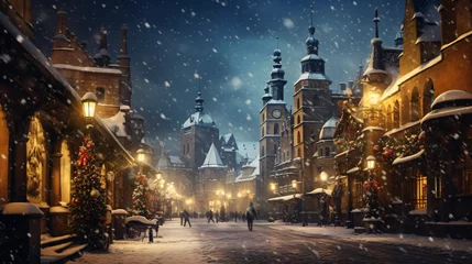 Foto op Canvas Old town of Krakow on a cold winter © Hassan