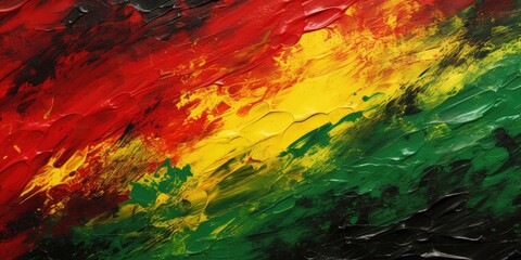 Black history month, canvas grunge texture, red yellow green paint color, celebration background, Bright color, ultra realistic