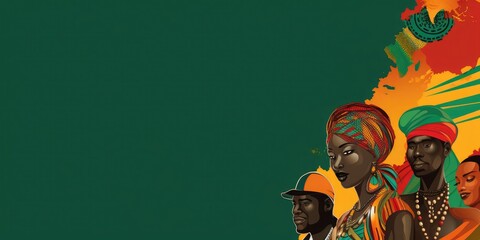 Colorful background celebrating African history month in america with space for text - obrazy, fototapety, plakaty