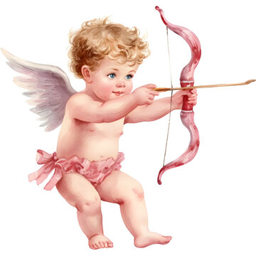 A cupid holding bow and arrow