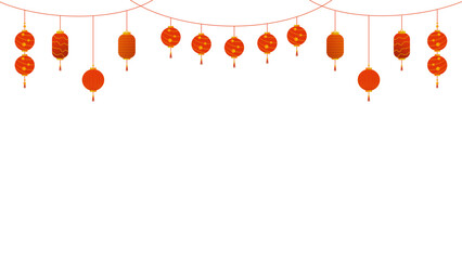 Chinese New Year PNG. Vector Chinese lantern on transparent background. Chinese New Year red light festival. - obrazy, fototapety, plakaty