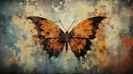 abstract grunge butterfly texture, vibrant wings background for artistic design