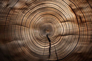 Tree trunk with cross section cut in half and tree trunk in the middle.
