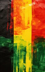 Juneteenth Inspired Abstract Watercolor Background Images with Traditional Red, Yellow, Green, and Black Color Tone - Kwanzaa and Black History, Bright color, ultra realistic