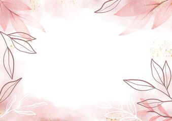 Abstract art watercolor floral background with soft hand painted leaves decoration