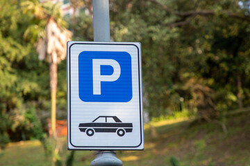 parking cars road panel signage blue white sign only for car