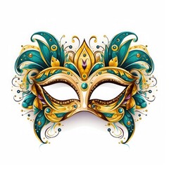 Venetian carnival mask isolated on white background masquerade one mask template for carnival