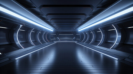 Futuristic Modern Sci Fi Concrete Hallway Corridor
