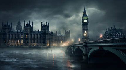 Big Ben and Westminster bridge - obrazy, fototapety, plakaty