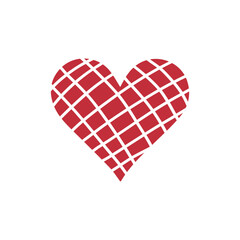 Drawn checkered heart on white background. Valentine's Day celebration