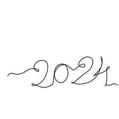 2024 Year Number Continuous Line Hand Drawn 