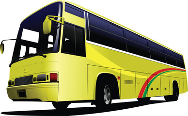 City yellow bus. Tourist coach. Vector illustration for designers