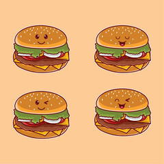 vector kawaii hamburger icon